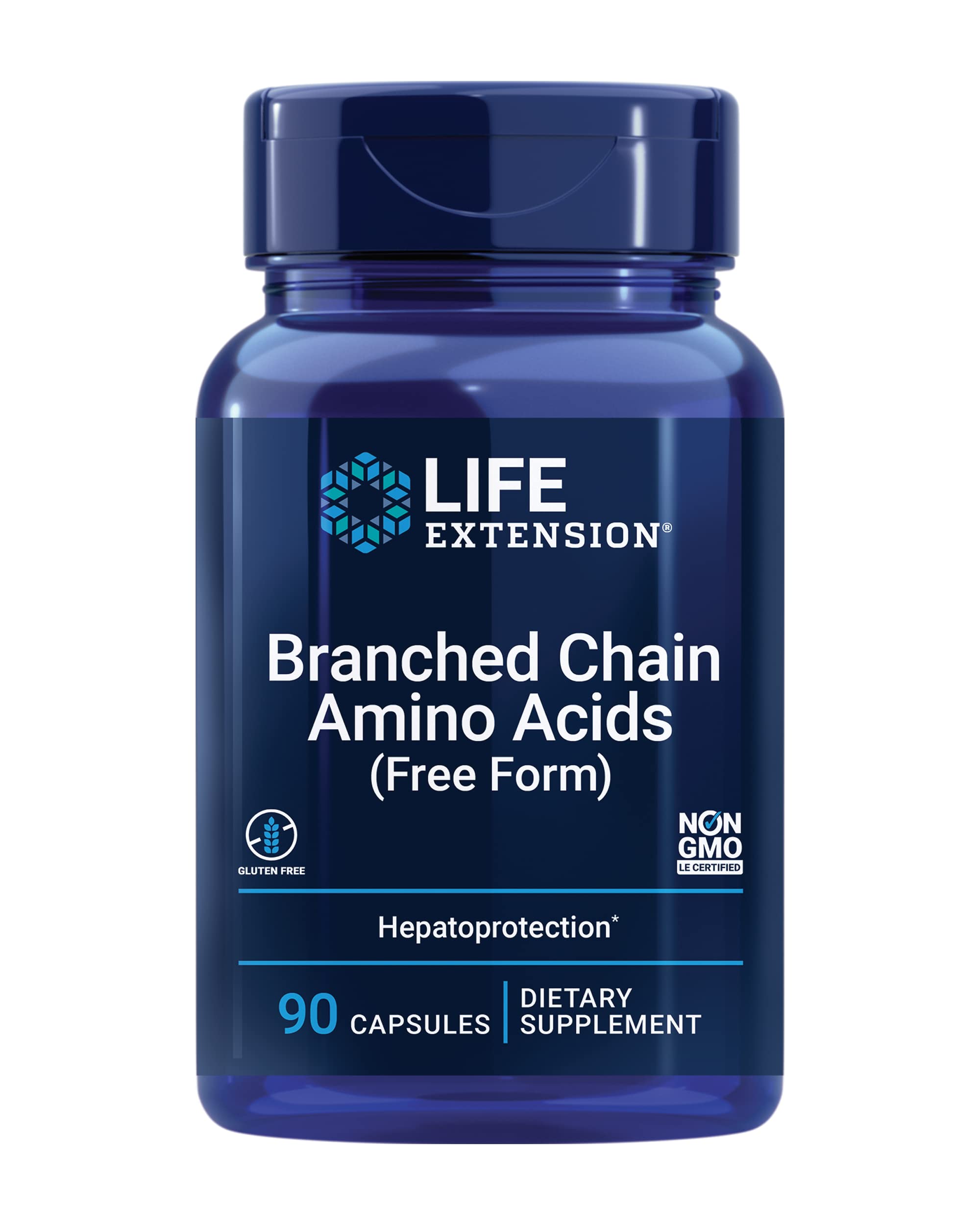 Life Extension Branched Chain Amino Acids - BCAA Supplement - Essential Nutrition L-Leucine, L-Isoleucine, L-Valine for Muscle Recovery Support after Workout - Gluten & GMO Free - 90 Capsules