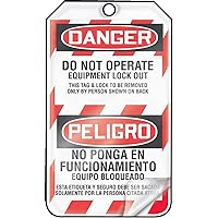 Accuform Lockout Tags,Pack of 5,Bilingual Danger Do Not Operation Equipment Lock Out,US Made OSHA Compliant Tags,Weather-Proof & Chemical Resistant Laminated PF-Cardstock,5.75'x 3.25'