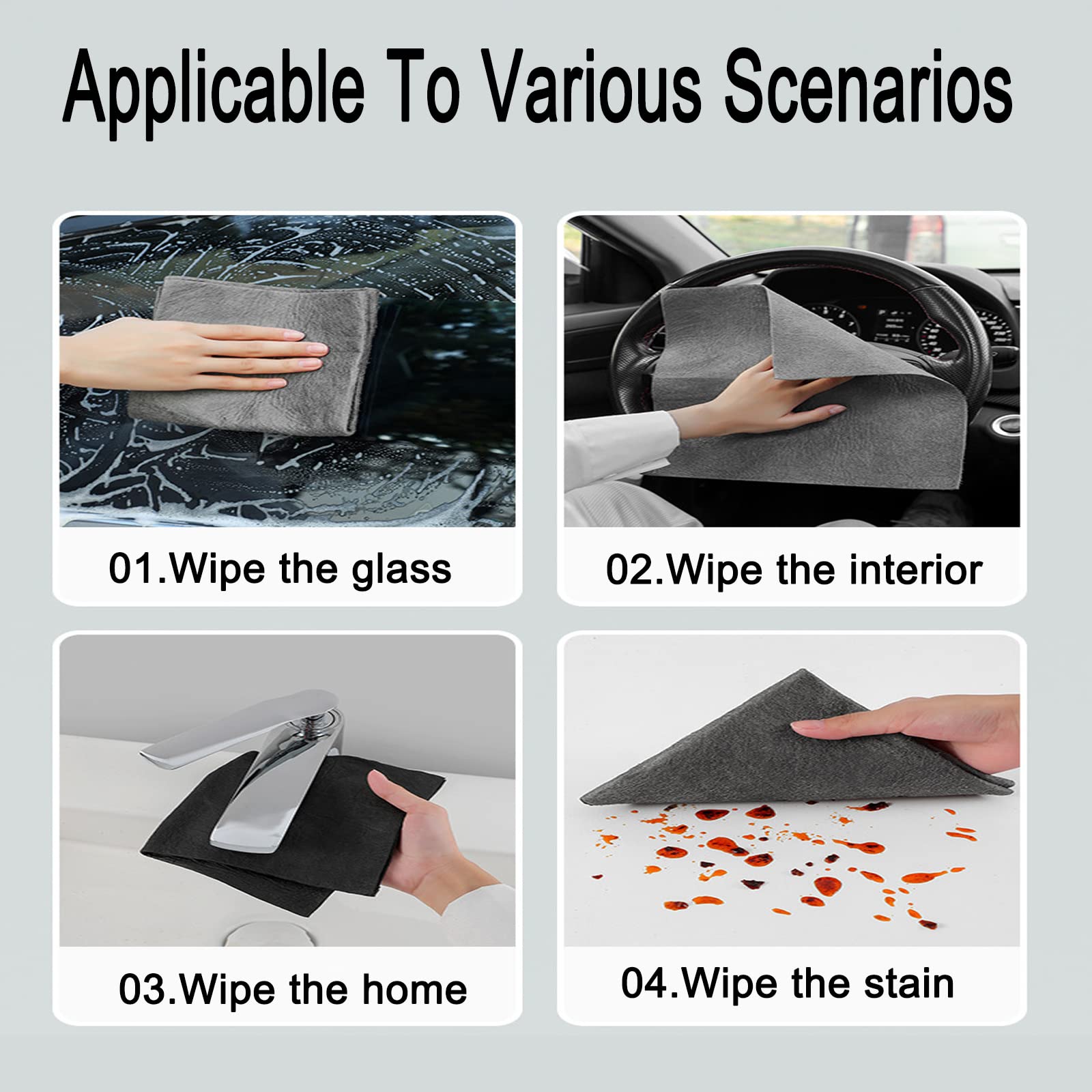 Vingtank 5Pcs Thickened Magic Cleaning Cloth, Microfiber Magic Streak Free Miracle Cleaning Cloth, Reusable Glass Microfiber Cleaning Rag, All-Purpose Microfiber Towels for Kitchens, Glass, Cars