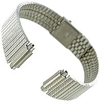 9-13mm Speidel Silver Stainless Steel Fold Over Clasp Ladies Watch Band 1837