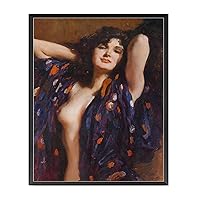 SENLYCH Poster Decorative Canvas Painting Vintage Woman Portrait Painting Victorian Nude Wall Art Woman Portrait Antique Nude Living Room and Bedroom Decoration 16x24inch Metal Frame