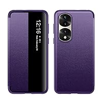 Magnetic Phone Case Compatible with Huawei Honor 70 Pro Case Translucent View Window,Magnetic Slim Flip Case Drop Protection Shockproof Protective Cover Compatible with Huawei Honor 70 Pro.(Purple)