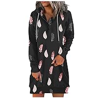 Women's Pullover Hooded Dress 1/4 Button Down Long Sleeve Slim Fit Sweatshirt Hoodie Dresses