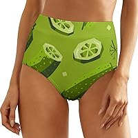 Pickles and Dill Cucumber Women's High Waist Thong Panty Underwear Brief Cute