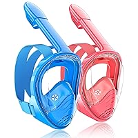 QingSong Kids Snorkel Mask Full Face, Snorkeling Set with Camera Mount, 180 Degree Panoramic View Snorkeling Gear Anti-Fog Anti-Leak