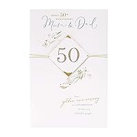 Mum and Dad 50th Wedding Anniversary Card - Golden Anniversary Card - Classic Lettering Design