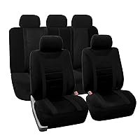 FH Group Sports Seat Covers Full Set with Gift – Universal Fit for Cars Trucks & SUVs (Black) FB070115