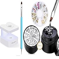 Modelones rhinestone glue Set with Mini U V light for nails, nail charms wheel, Double-ended Pen, Perfect gifts for women