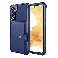 Case for Samsung Galaxy S23/S23 Plus/S23 Ultra, Wallet Magnetic Back Case with Card Slots, Built-in Metal Plate for Magnetic Mount Kickstand Shockproof Shell,Blue,S23 Ultra