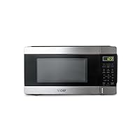 COMMERCIAL CHEF 1.1 Cu Ft Microwave with 10 Power Levels, Small Microwave with Push Button, 1000W Countertop Microwave with Kitchen Timer, Door Lock, & Digital Controls, Stainless Steel