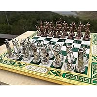 Chess Set for Adults X Large Greek Mythology Chess Pieces Handmade Chessmen and Chess Board, Gift Idea for Him, Dad and Anyone for Birthday, Anniversary