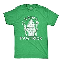 Mens Saint Pawtrick Tshirt Funny St. Paddy's Day Parade Cat Graphic Novelty Tee for Guys