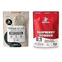 Premium 5oz Tongkat Ali & Freeze-Dried 7oz Raspberry Bundle - Eurycoma Longifolia Powder Supplement for Men's Health Support paired with Unsweetened Red Superfood Extract for Baking