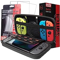 Orzly Nintendo Switch Carry Case and Glass Screen Protector - Bundle Pack
