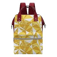 Abstract Geometric with Gold Waterproof Diaper Bag Backpack Multifunction Mommy Bags Large Capacity Travel Back Pack