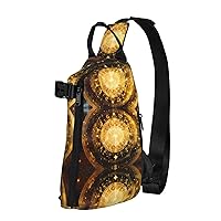 Gears Clock Bronze Century Print Cross Bag Casual Sling Backpack,Daypack For Travel,Hiking,Gym Shoulder Pack