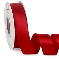 Ribbli Double Faced Red Satin Ribbon,1” x Continuous 25 Yards,Fabric Ribbon Use for Bows Bouquet,Christmas Gift Wrapping,Floral Arrangement