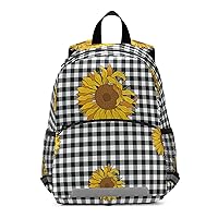 ALAZA Sunflower Buffalo Check Plaid Kids Toddler Backpack Purse for Girls Boys Kindergarten Preschool School Bag w/Chest Clip Leash Reflective Strip