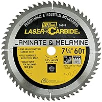 IVY Classic 36340 Laser Carbide 7-1/4-Inch 60 Tooth Laminate and Wood Cutting Circular Saw Blade with 5/8-Inch Diamond Knockout Arbor, 1/Card