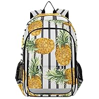 ALAZA Pineapples on Striped Background Backpack Bookbag Laptop Notebook Bag Casual Travel Trip Daypack for Women Men Fits 15.6 Laptop