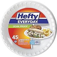 Hefty Everyday 9 Inch Foam Plates, White, 45 Count (Pack of 1)