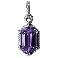 Carillon Stunning Amethyst Natural Gemstone Fancy Shape Pendant 925 Sterling Silver Jewelry