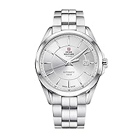 Swiss Military by Chrono SMA34085.02 Men's Watch Automatic Movement with Stainless Steel Metal Strap Analogue Men's Watch Silver, Bracelet