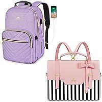 MATEIN Laptop Backpack for Women, Anti Theft 15.6 inch College Backpack for Women with USB Charging Port, Laptop Bag for Women, 3 in 1 Convertible 15.6 Inch Laptop Briefcase Backpack with Bow