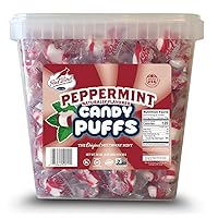 Soft Peppermint Puffs 52 oz Tub, Individually Wrapped Mints, Gluten Free, Kosher, Free from Top Allergens, 100% Pure Cane Sugar