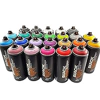Montana Black 400ml Complete Artist Set of 24 Aerosol Spray Paint kit for Professional Crafting Graffiti Street Art Murals and Stencils