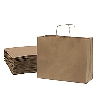 Prime Line Packaging 16x6x12 25 Pack Large Brown Gift Bags with Handles Bulk, Brown Paper Gift Bag for Shopping, Boutiques, Small Business, Retail