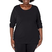 Just My Size Women's T-Shirt, Plus Size Long Sleeve Cotton Tee, JMS Plus Size Scoop-Neck T-Shirt for Women