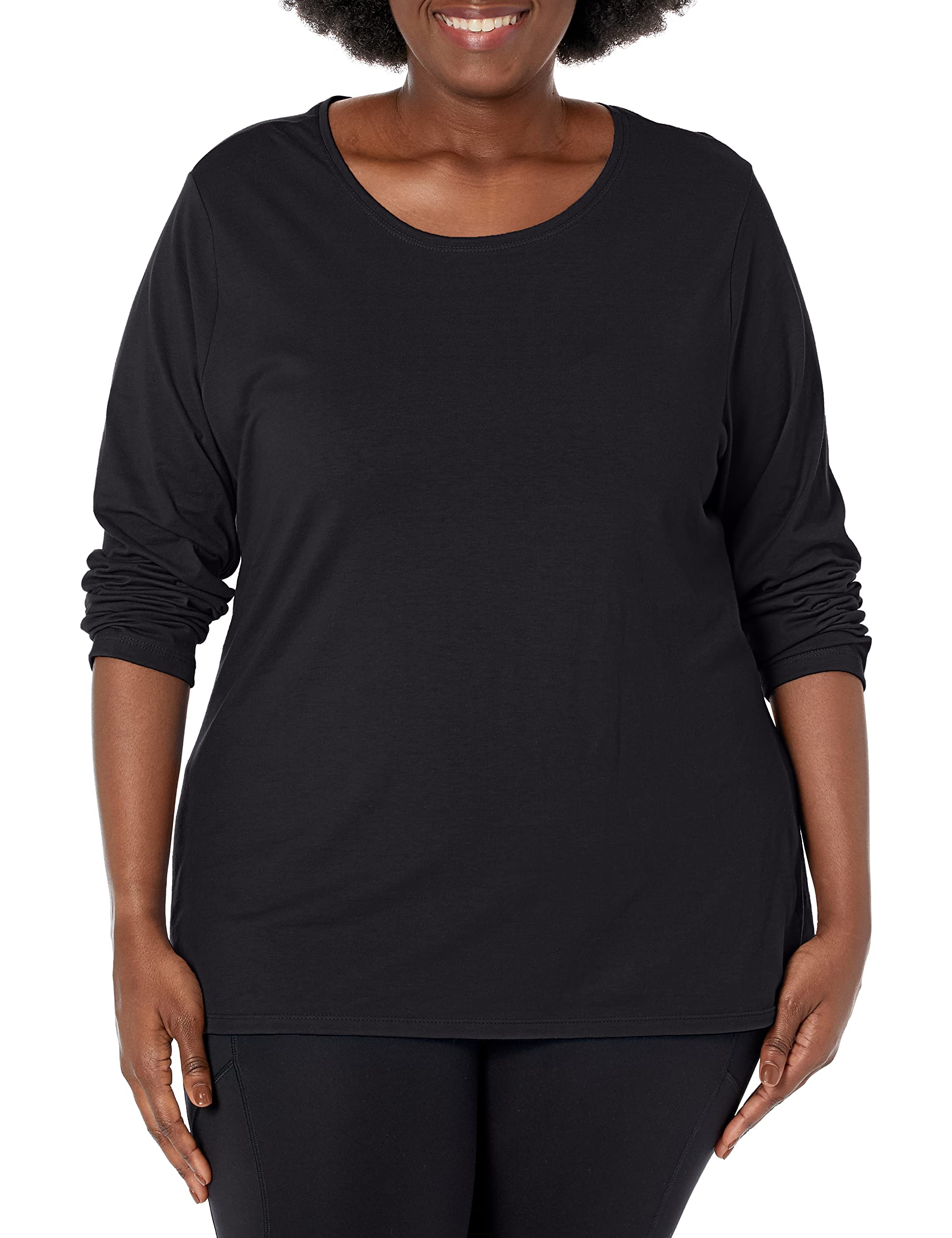 Just My Size Women's T-Shirt, Plus Size Long Sleeve Cotton Tee, JMS Plus Size Scoop-Neck T-Shirt for Women