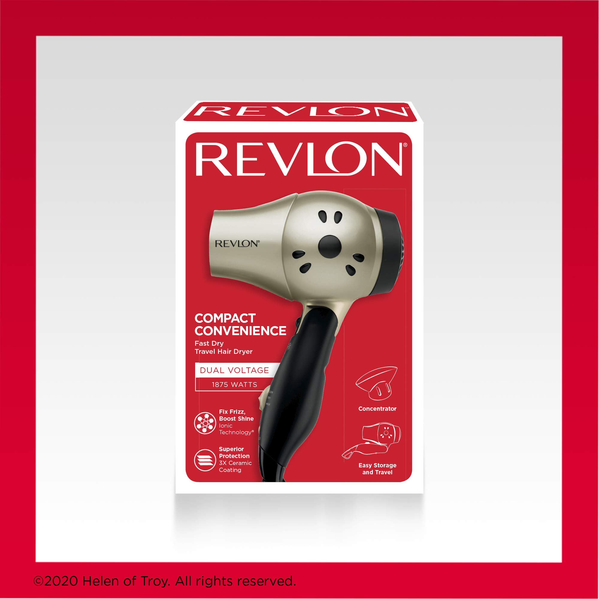 REVLON 1875W Compact Folding Handle Hair Dryer | Great for Travel