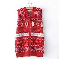 Women's Vest Jumper Christmas Sweater Sleeveless V Neck Pullover Knitted Tank Top Gilets (Size : XXXX-Large)