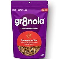 gr8nola CINNAMON CHAI - Healthy, Low Sugar, Vegan Granola Cereal - Made with Superfoods Cinnamon, Ginger and Cardamom, Soy Free, Dairy Free and No Refined Sugar - 10oz Resealable Bag