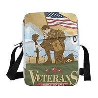 Veterans Day Messenger Bag for Women Men Crossbody Shoulder Bag Crossbody Purse Travel Purse with Adjustable Strap for Concert Beach Travel Sporting