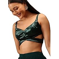 Women's Readymade Satin Blouse For Sarees || Indian Designer Bollywood Padded Stitched Crop Top Choli