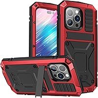 Case for iPhone 14 Pro/14 Pro Max, Military-Grade 360 Full Body Shockproof Water Proof Protection Cover, with Built-in Screen Protector Stand Lens Cap (Color : Red, Size : 14 Pro Max 6.7