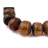 TheBeadChest Translucent Moroccan Honey Amber Resin Beads 12x16mm Morocco African Brown Round Large Hole 28 Inch Strand Handmade