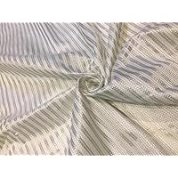Chanderi Stripes of Silver and Ivory with Ivory Jacquard 44