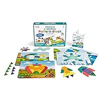 hand2mind Seasons and Weather Pattern Block Puzzle Set, Tangram Puzzle, Geometric Shapes for Kids, Pattern Blocks Cards, Pattern Play, Toddler Battern Blocks, Kindergarten Learning Activities