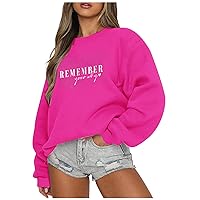 Recuerda Tu Por Qué Sudadera Para Mujer Blusas De Gran TamañO Casual Cuello Redondo Tops Suelto Polar AtléTico Jersey Camisa Hot Pink