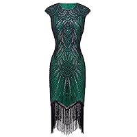 FAIRY COUPLE 1920s Sequined Embellished Tassels Hem Flapper Dress D20S002