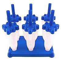 Tovolo, Drip-Guard Handle, 2.5 Ounce, Set of 6 Ice Pop Molds Rocket Popsicle Makers with Reusable Sticks, Mess Frozen Treats, Dishwasher Safe & BPA-Free, Blue