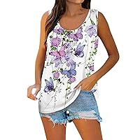 Women's Summer Floral Sleeveless Shirts Button Up Henley Tank Tops Casual Basic T Shirts Blouse Tank Top for Women