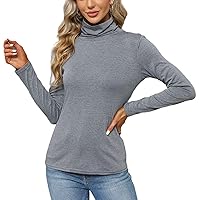 Women Mock Turtleneck Base Layer Basic Long Sleeve T Shirts Slim Fitted Blouse Tops Cotton Workout Shirts Underscrub