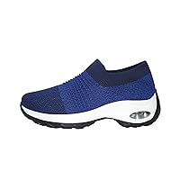 Ad Tec Women's Slip On Sock Sneakers Mesh Upper Walking Shoes | Breathable & Comfortable Air Cushion Casual Wedge Platform Loafers