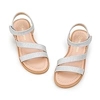 PANDANINJIA Girls Sandals Monica Summer Open Toe Flats Shoes Dress Sandals for Toddler Little Kid Big Kid