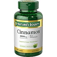 Nature's Bounty Cinnamon 2000mg Plus Chromium, Dietary Supplement Capsules 60 ea